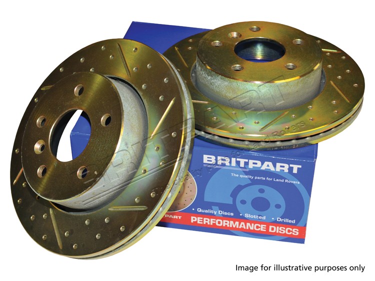 Brake Discs Front Vented Drilled & Grooved x 2 (Britpart) SDB000380 DA4606