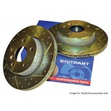 Brake Discs Front Vented Drilled & Grooved x 2 (Britpart) SDB000380 DA4606